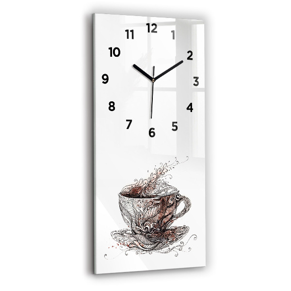 Modern vertical wall clock Cup of Coffee