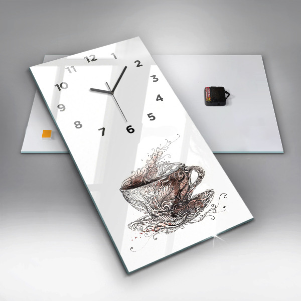 Modern vertical wall clock Cup of Coffee