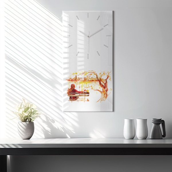 Modern vertical wall clock Autumn Landscape