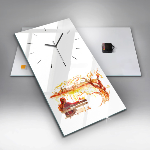 Modern vertical wall clock Autumn Landscape