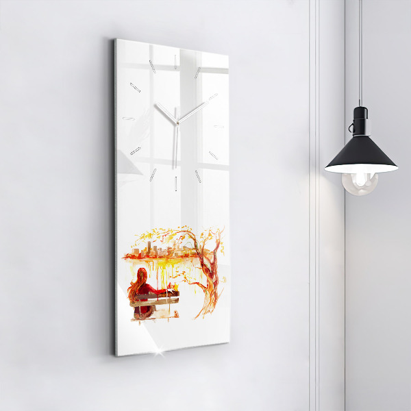 Modern vertical wall clock Autumn Landscape