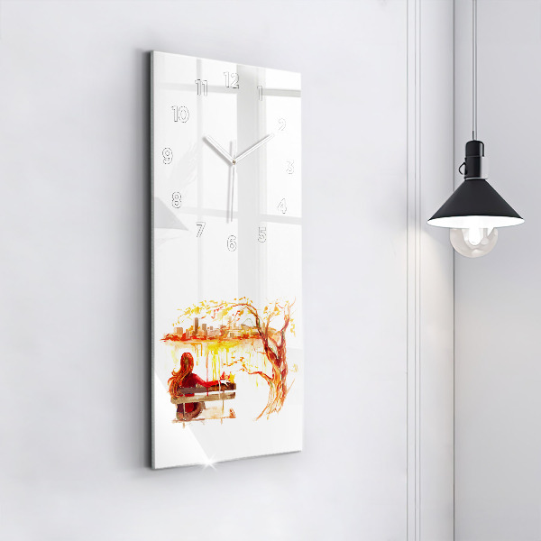 Modern vertical wall clock Autumn Landscape