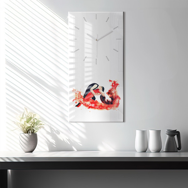 Modern vertical wall clock A sensual tango full of emotions