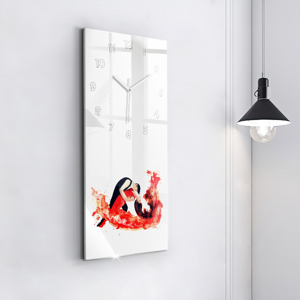 Modern vertical wall clock A sensual tango full of emotions
