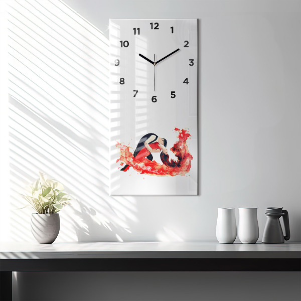 Modern vertical wall clock A sensual tango full of emotions