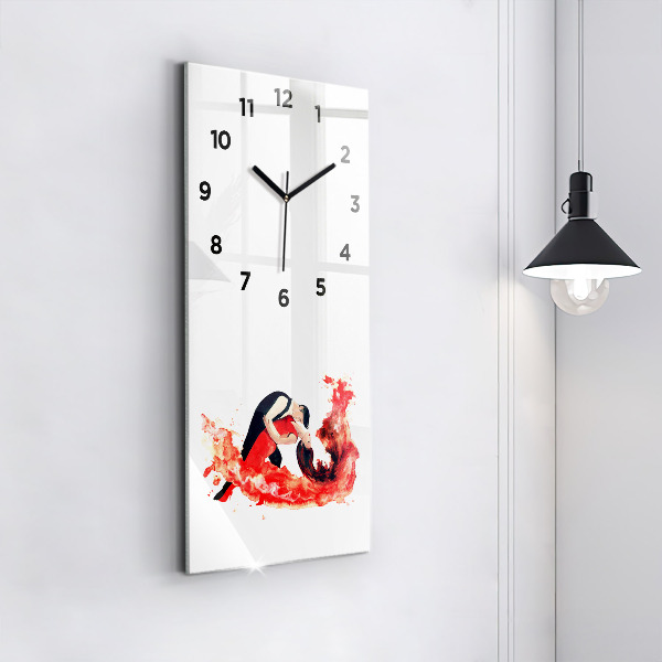 Modern vertical wall clock A sensual tango full of emotions