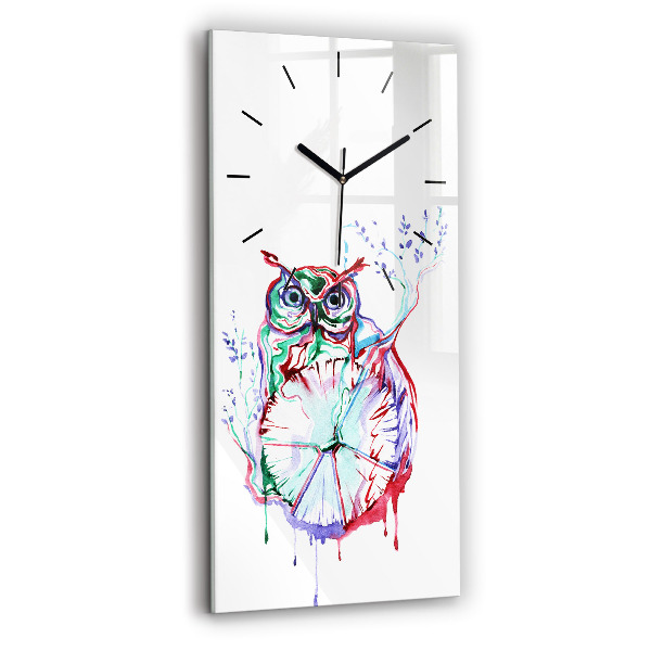 Modern vertical wall clock Illustration of Owl and Clock