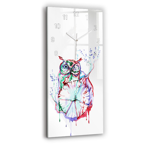 Modern vertical wall clock Illustration of Owl and Clock