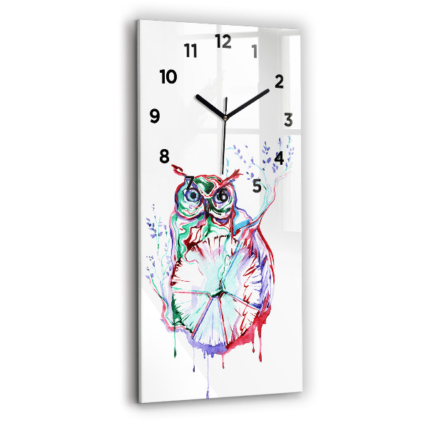 Modern vertical wall clock Illustration of Owl and Clock