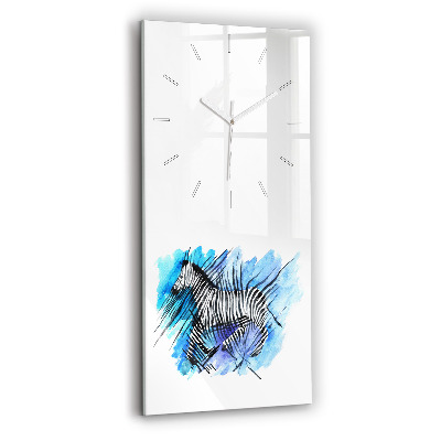Modern vertical wall clock Painted Zebra Asymmetry