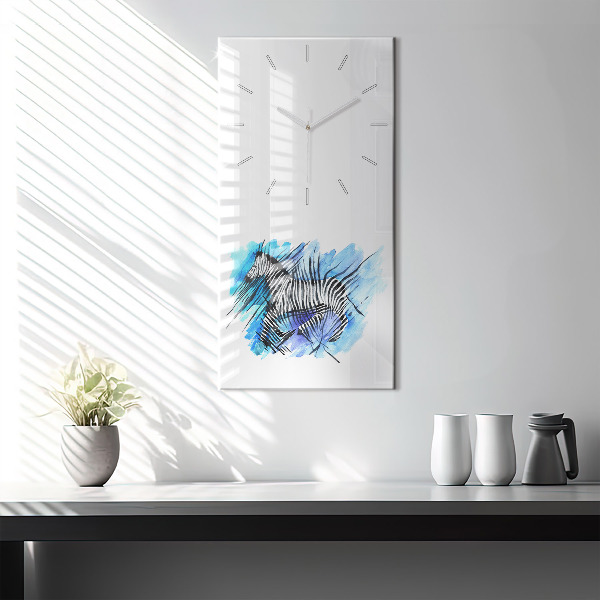 Modern vertical wall clock Painted Zebra Asymmetry