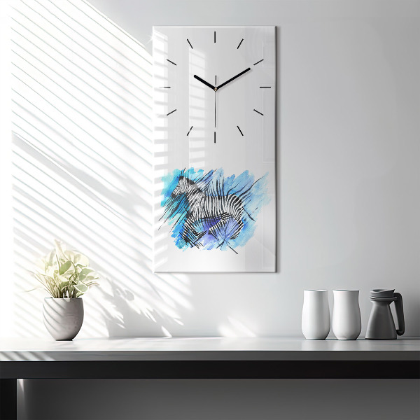 Modern vertical wall clock Painted Zebra Asymmetry