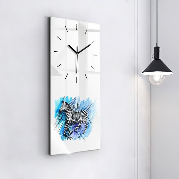 Modern vertical wall clock Painted Zebra Asymmetry