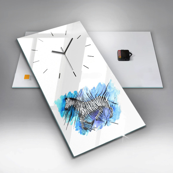 Modern vertical wall clock Painted Zebra Asymmetry