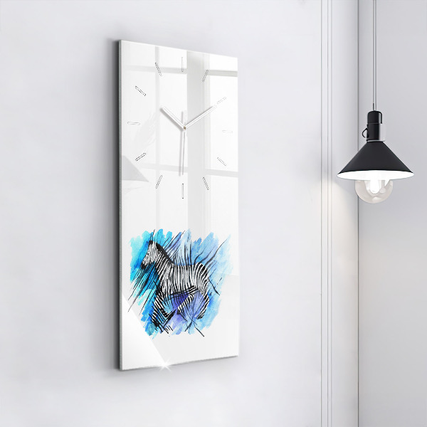Modern vertical wall clock Painted Zebra Asymmetry