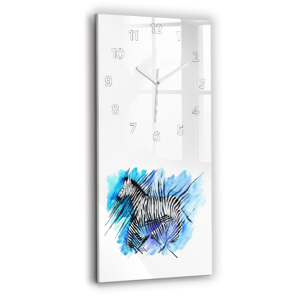 Modern vertical wall clock Painted Zebra Asymmetry