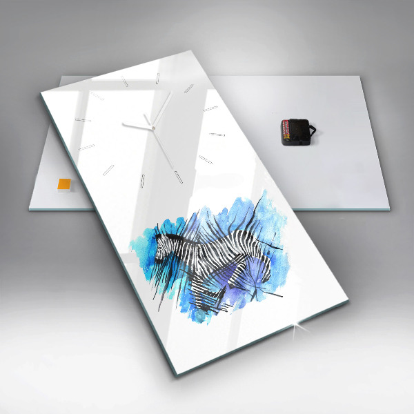 Modern vertical wall clock Painted Zebra Asymmetry