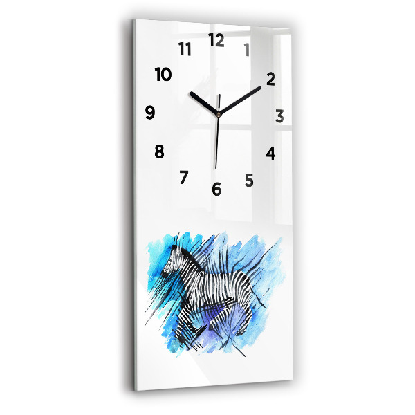 Modern vertical wall clock Painted Zebra Asymmetry