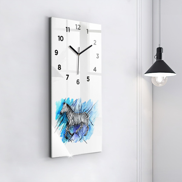 Modern vertical wall clock Painted Zebra Asymmetry