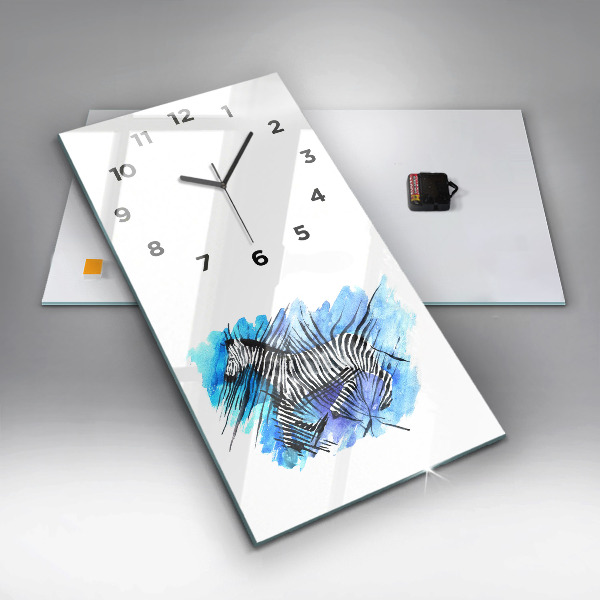 Modern vertical wall clock Painted Zebra Asymmetry