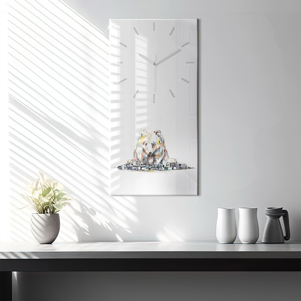 Modern vertical wall clock Abstraction bear city