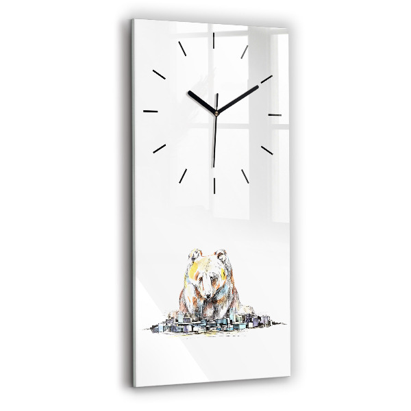 Modern vertical wall clock Abstraction bear city