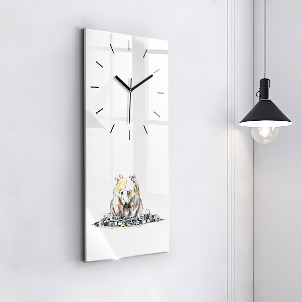 Modern vertical wall clock Abstraction bear city