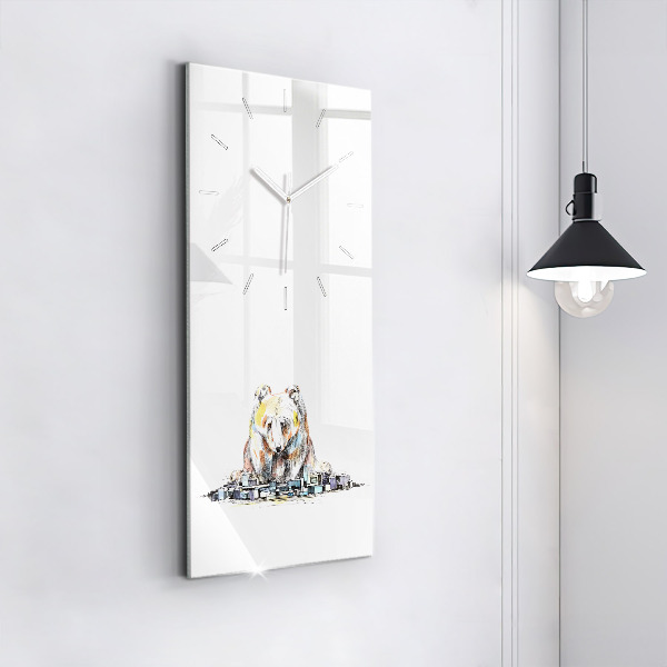 Modern vertical wall clock Abstraction bear city
