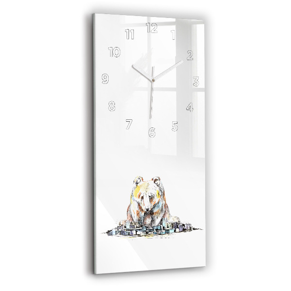 Modern vertical wall clock Abstraction bear city