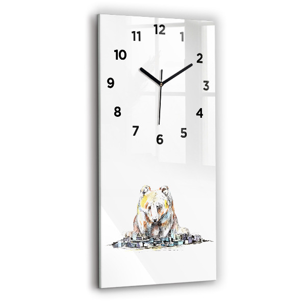 Modern vertical wall clock Abstraction bear city
