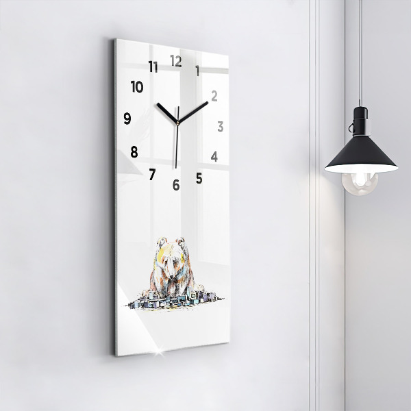 Modern vertical wall clock Abstraction bear city