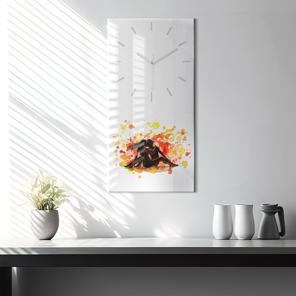 Modern vertical wall clock Love and a couple in love