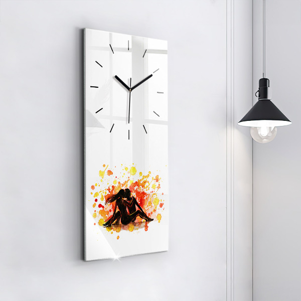Modern vertical wall clock Love and a couple in love