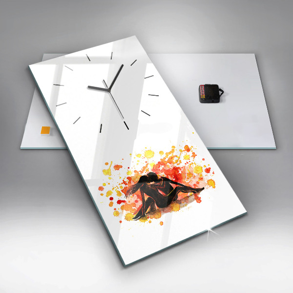 Modern vertical wall clock Love and a couple in love