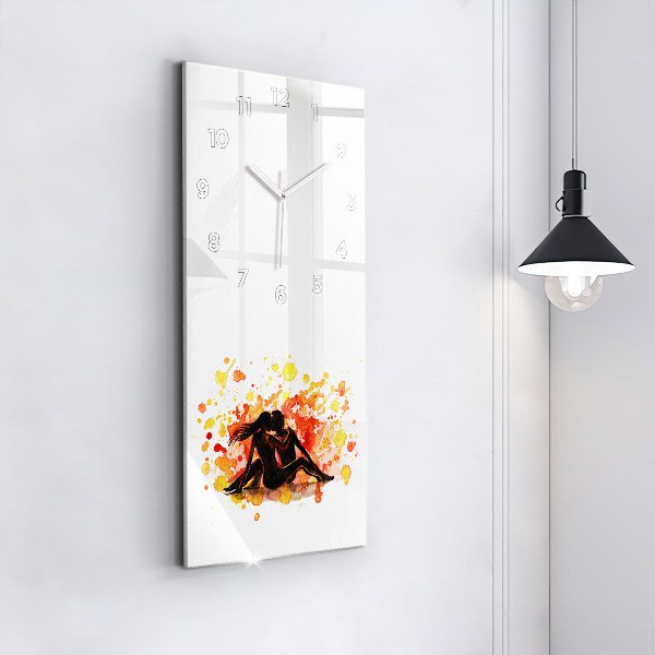 Modern vertical wall clock Love and a couple in love