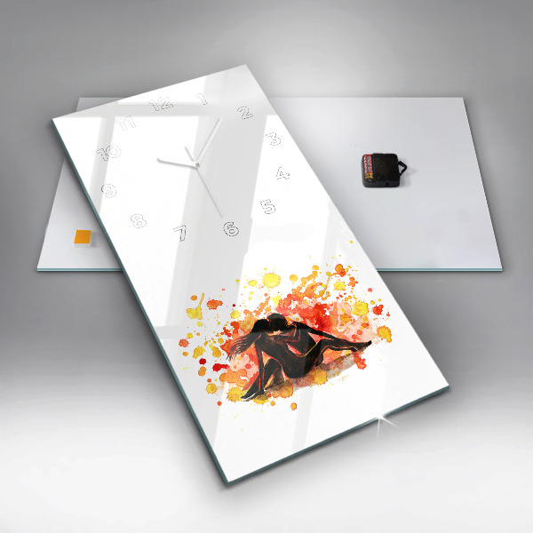 Modern vertical wall clock Love and a couple in love