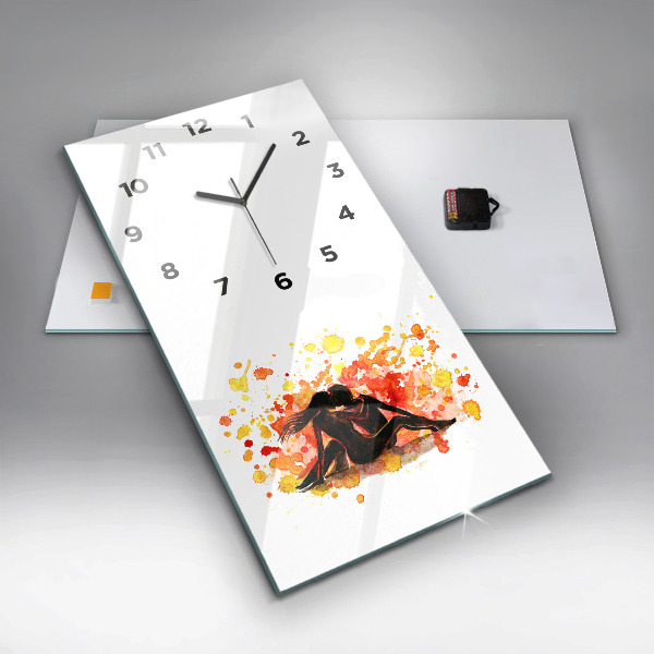 Modern vertical wall clock Love and a couple in love