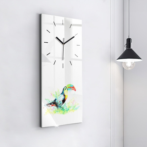 Modern vertical wall clock Toucan in the grass