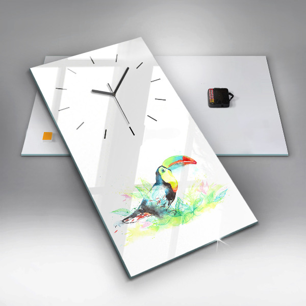 Modern vertical wall clock Toucan in the grass