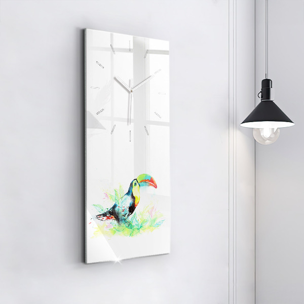 Modern vertical wall clock Toucan in the grass