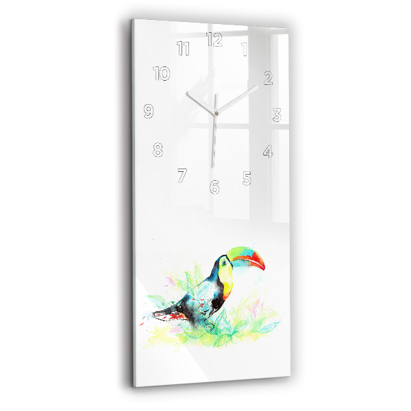 Modern vertical wall clock Toucan in the grass