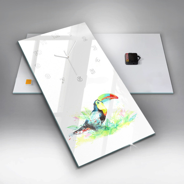 Modern vertical wall clock Toucan in the grass