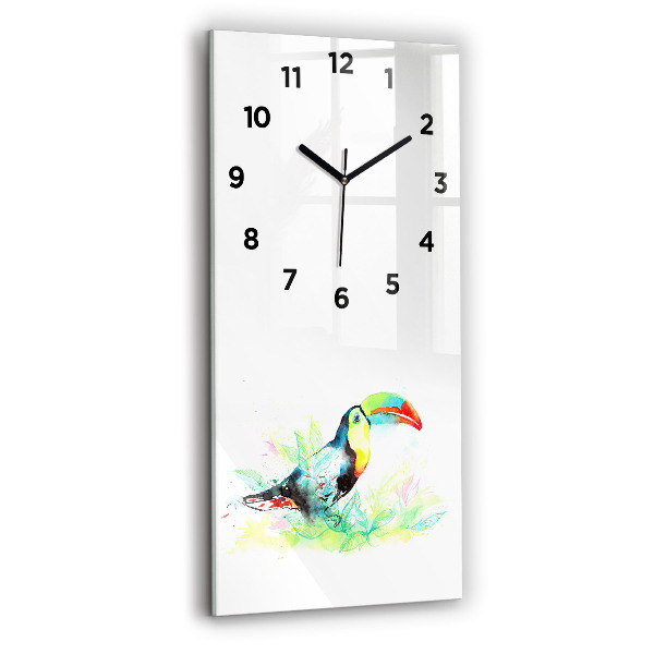 Modern vertical wall clock Toucan in the grass