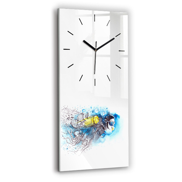 Modern vertical wall clock Underwater fish life