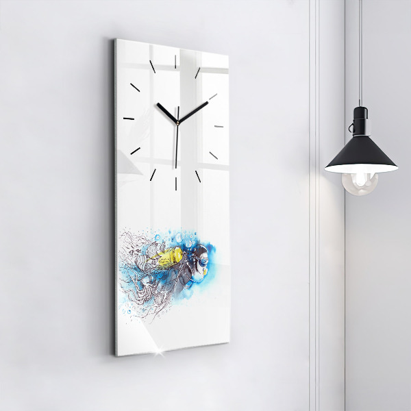 Modern vertical wall clock Underwater fish life