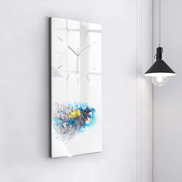 Modern vertical wall clock Underwater fish life