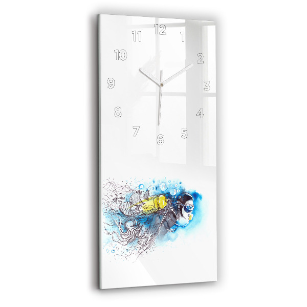 Modern vertical wall clock Underwater fish life
