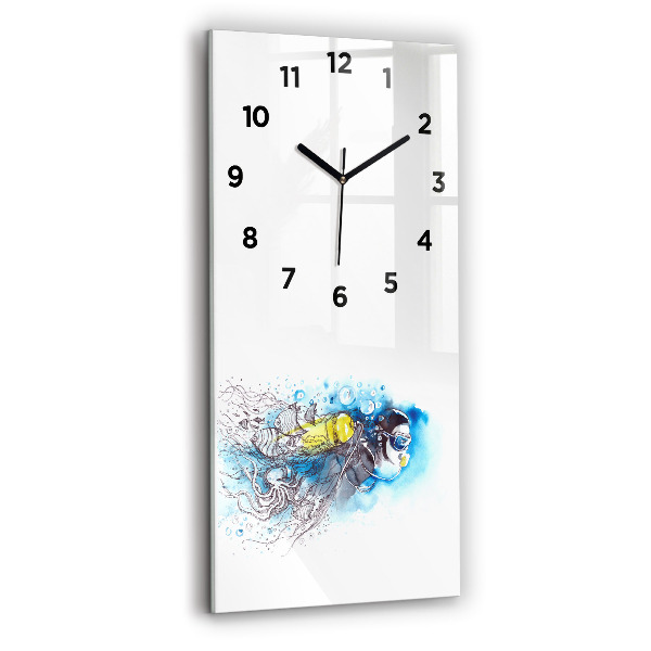 Modern vertical wall clock Underwater fish life