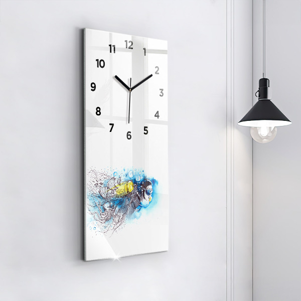 Modern vertical wall clock Underwater fish life