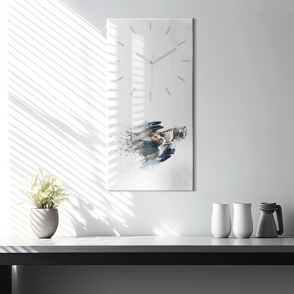 Modern vertical wall clock Captain with binoculars
